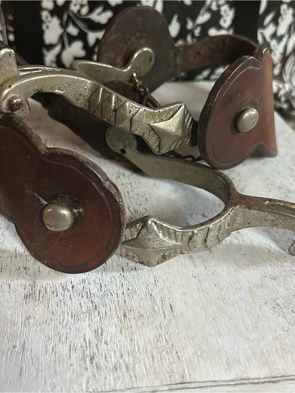 Vintage Men’s Leather & Silver Spurs - Brown